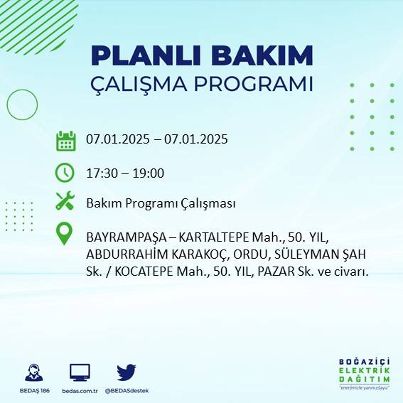 İstanbul'un neredeyse her ilçesinde elektrik kesintileri yaşanacak: BEDAŞ duyurdu 20